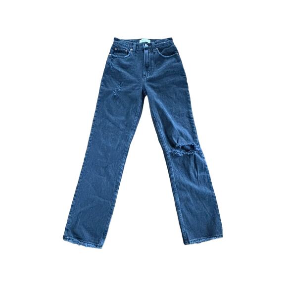 Abercrombie and Fitch 0 / 25 90s Straight Ultra High Rise Black Denim Jeans - Picture 1 of 13